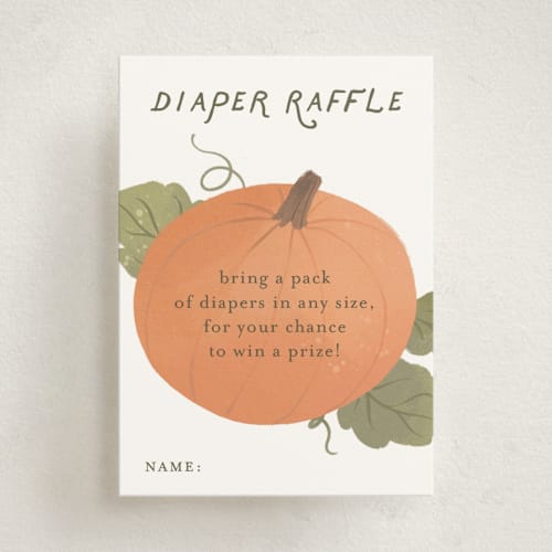 This is a pumpkin baby shower insert cards with standard by Paper Raven Co. called pumpkin patch printing on signature in standard