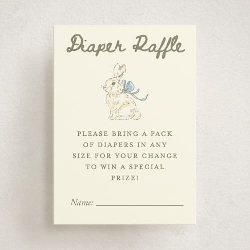 This is a grass baby shower insert cards with standard by Holton Art and Design called somebunny special storybook printing on signature in standard