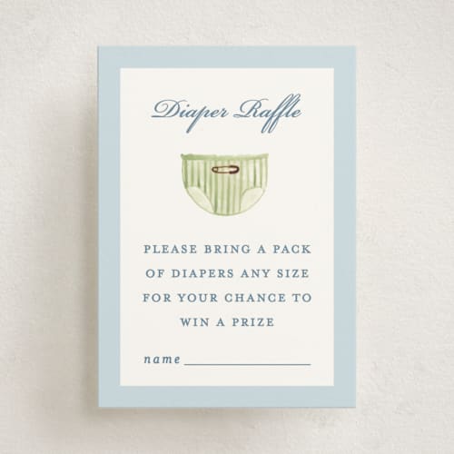 This is a sky baby shower insert cards with standard by Sarah Knight called classical printing on signature in standard