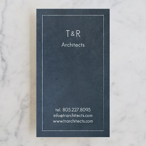 This is a chalk business cards by Waldo Press called chalkboard printing on signature in standard