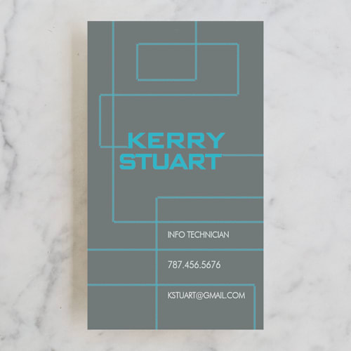 This is a techno blue business cards by Ana Gonzalez called technological mark printing on signature in standard