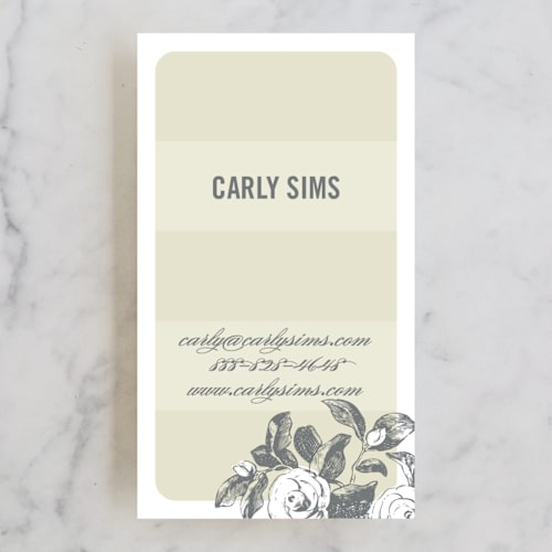 This is a pewter business cards by Stacey Day called stem striate printing on signature in standard