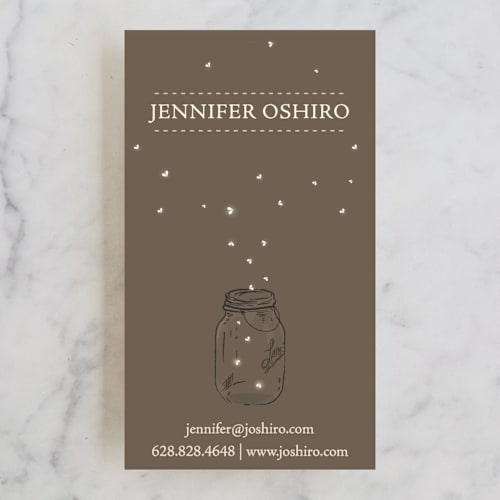 This is a zuni brown business cards by Paige Rothhaar called fireflies printing on signature in standard