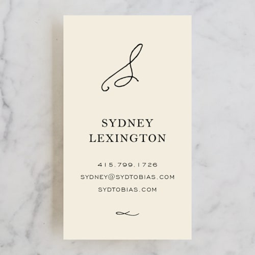 This is a ivory business cards by Kim Dietrich Elam called estate printing on signature in standard