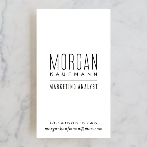 This is a cotton business cards with standard by Hooray Creative called skinny type printing on signature in standard