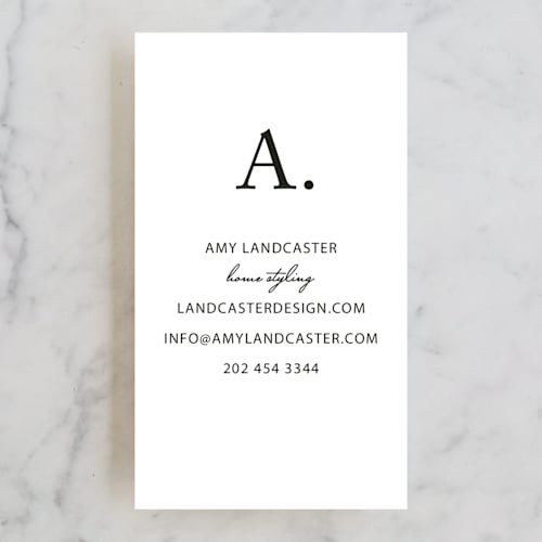 This is a midnight business cards by SimpleTe Design called initial then period printing on signature in standard