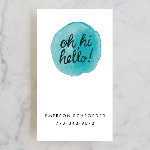 This is a sea business cards by A Little Big Picture called friendly greetings printing on signature in standard