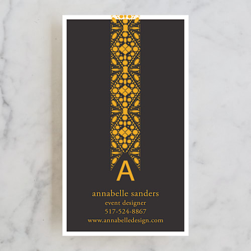 This is a graphite business cards by Jackie Mangiolino called beaded printing on signature in standard