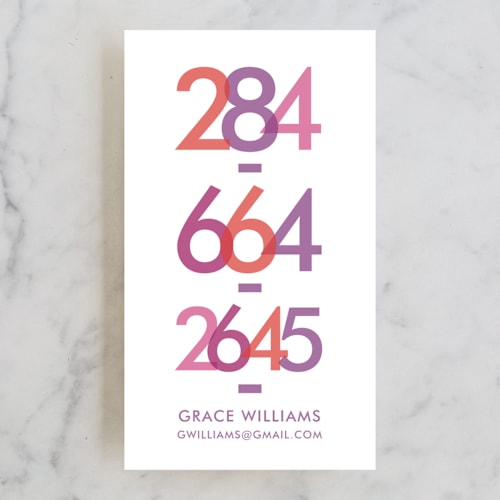 This is a cyan business cards by Avie Designs called bright numbers printing on signature in standard