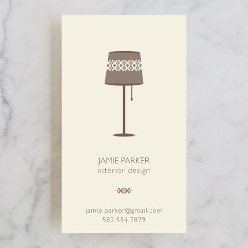This is a mocha business cards by Bethany Anderson called interior elegance printing on signature in standard