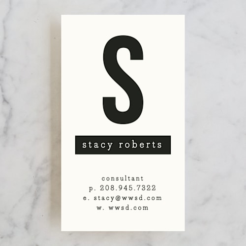 This is a black business cards by A.C.R. called the minimalist printing on signature in standard