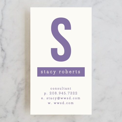 This is a grape business cards by A.C.R. called the minimalist printing on signature in standard