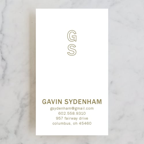 This is a pea green business cards by Jennifer Postorino called clean and classy printing on signature in standard