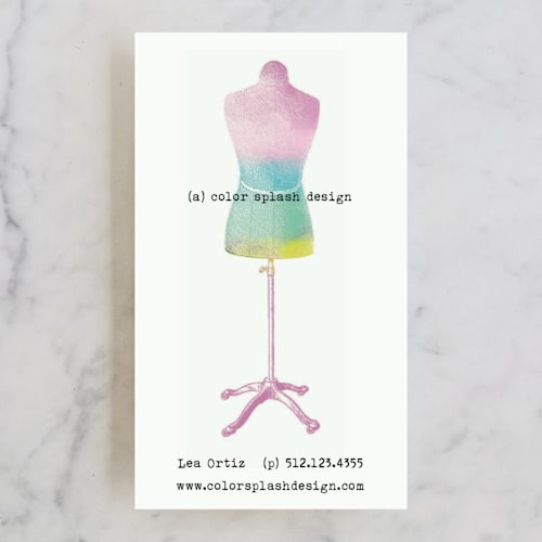 This is a lilac business cards by Lea O. called color splash printing on signature in standard