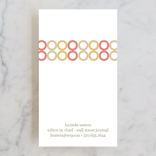 This is a salmon business cards by Robert True of Waui Design called colorful impression printing on signature in standard