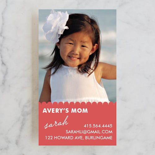 This is a cotton candy business cards by SimpleTe Design called playroom printing on signature in standard