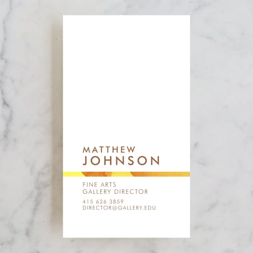 This is a citrus business cards by Andres Montaño called gallery director printing on signature in standard