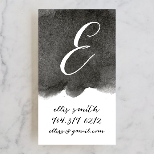 This is a ink business cards by Lori Wemple called monogram wash printing on signature in standard
