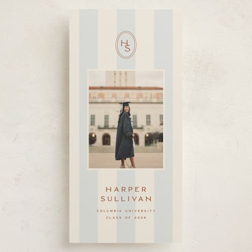 This is a sky graduation announcements with standard by Ellen Schlegelmilch called palmetto printing on recycled smooth signature in tall