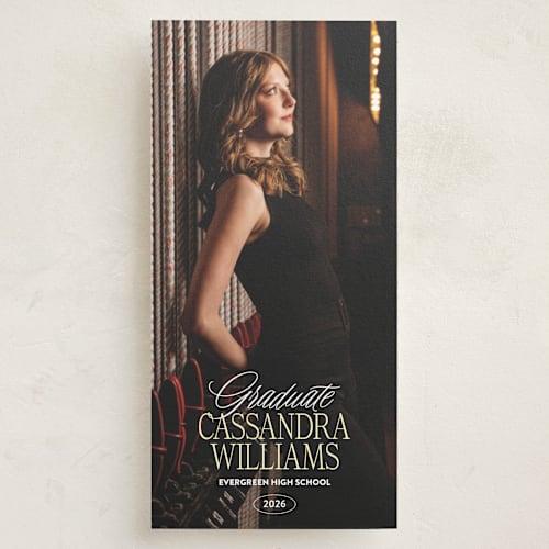 This is a butter graduation announcements with standard by Jenna Holcomb called spotlight moment printing on recycled smooth signature in tall