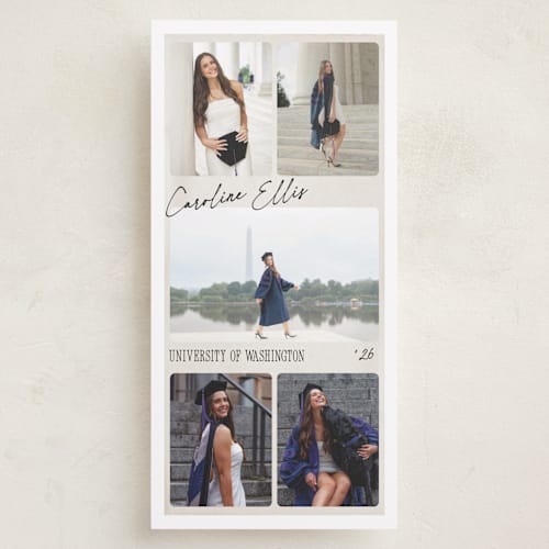 This is a snow graduation announcements with standard by Robert and Stella called holiday film printing on recycled smooth signature in tall