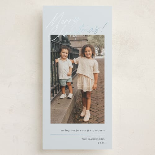 This is a sky foil pressed holiday cards with foil pressed by Chryssi Tsoupanarias called from our family printing on recycled smooth signature in tall