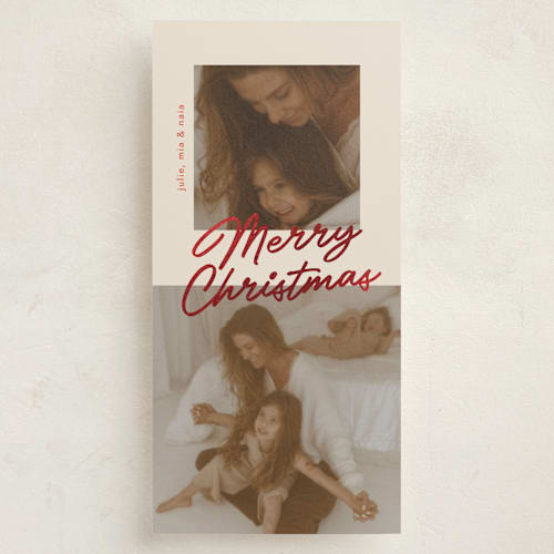 This is a marshmallow foil pressed holiday cards with foil pressed by Pati Cascino called duetto printing on recycled smooth signature in tall