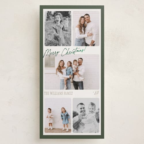 This is a pine foil pressed holiday cards with foil pressed by Robert and Stella called holiday film printing on recycled smooth signature in tall