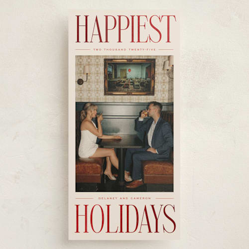 This is a peppermint foil pressed holiday cards with foil pressed by Ekko Studio called elongated printing on recycled smooth signature in tall