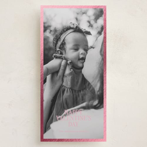 This is a blush foil pressed holiday cards with foil pressed by Cass Loh called gilded frame printing on recycled smooth signature in tall