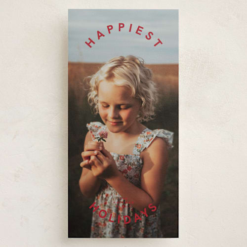 This is a berry holiday photo cards with standard by Inkblot Design called happy oval printing on recycled smooth signature in tall