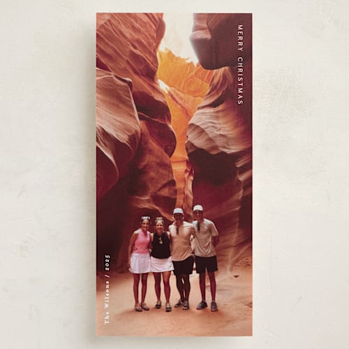 This is a snow holiday photo cards with standard by Owl and Toad called minimal type printing on recycled smooth signature in tall