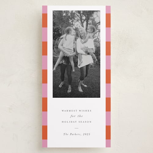 This is a sorbet holiday photo cards with standard by Chryssi Tsoupanarias called modern cheer printing on recycled smooth signature in tall