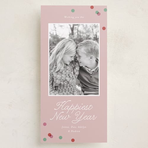 This is a candy holiday photo cards with standard by Angela Garrick called polka corner printing on recycled smooth signature in tall