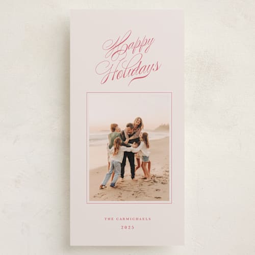 This is a peppermint holiday photo cards with standard by Olivia Kanaley Inman called poem printing on recycled smooth signature in tall