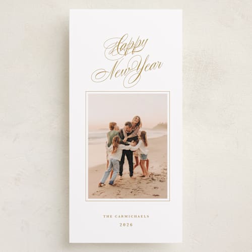 This is a goldenrod holiday photo cards with standard by Olivia Kanaley Inman called poem printing on recycled smooth signature in tall