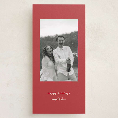 This is a cardinal holiday photo cards with standard by Kristen Knechtel called typed printing on recycled smooth signature in tall