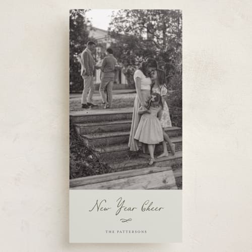 This is a mint holiday photo cards with standard by Sara Hicks Malone called sentimental printing on recycled smooth signature in tall