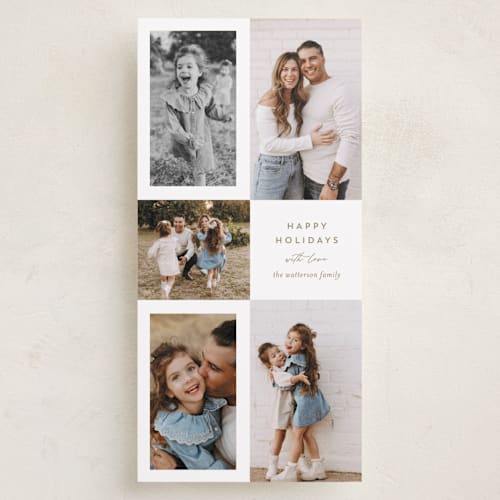 This is a snow holiday photo cards with standard by Angela Garrick called merry five printing on recycled smooth signature in tall