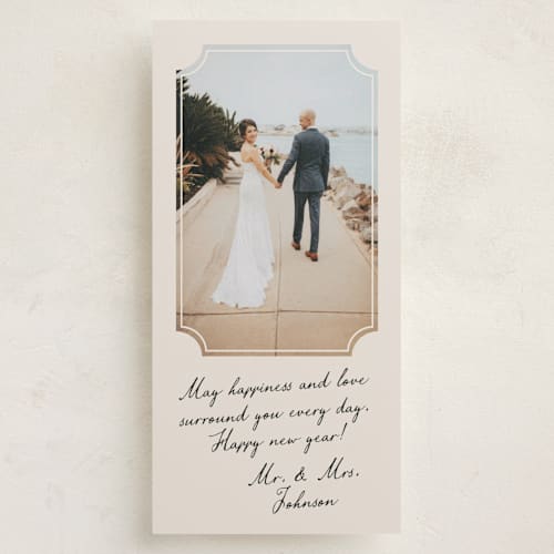 This is a marshmallow holiday photo cards with standard by Pati Cascino called selena printing on recycled smooth signature in tall