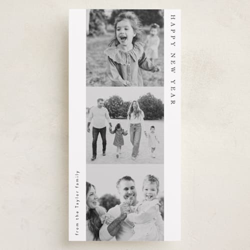 This is a tuxedo holiday photo cards with standard by Alethea and Ruth called stacked photo strip printing on recycled smooth signature in tall