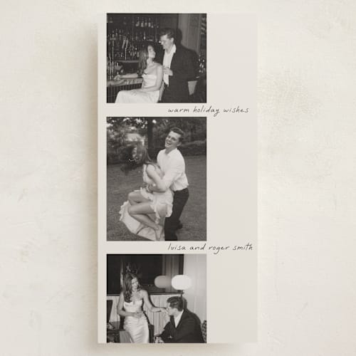 This is a vanilla holiday photo cards with standard by Tamara Hilje called film printing on recycled smooth signature in tall