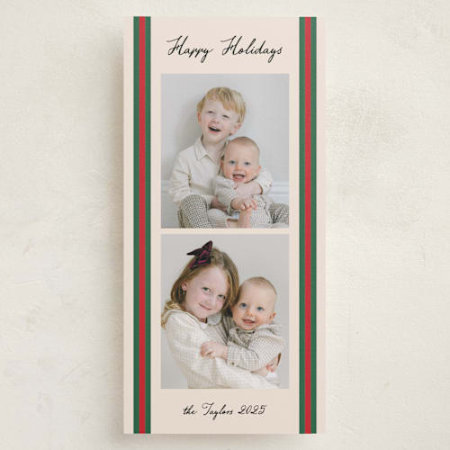 This is a holly berry holiday photo cards with standard by Annie Shapiro called rugby printing on recycled smooth signature in tall
