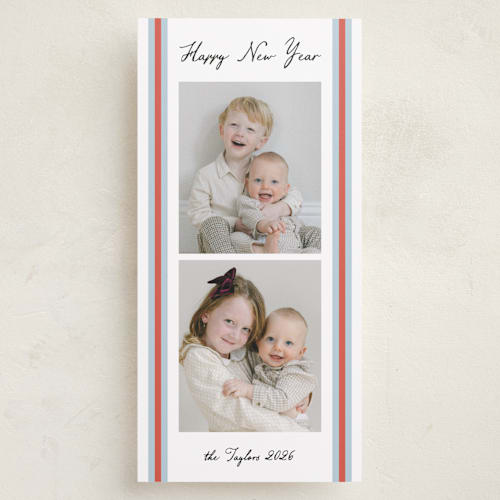 This is a tangerine holiday photo cards with standard by Annie Shapiro called rugby printing on recycled smooth signature in tall