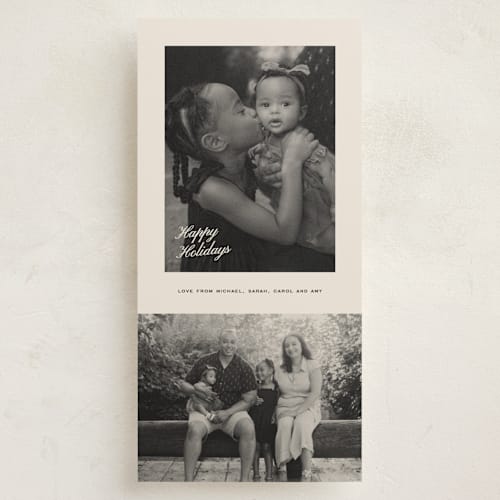 This is a pudding holiday photo cards with standard by Creo Study called nostalgic warmth printing on recycled smooth signature in tall