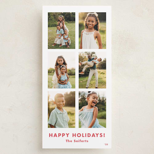 This is a peppermint holiday photo cards with standard by Megan Davis called wander printing on recycled smooth signature in tall