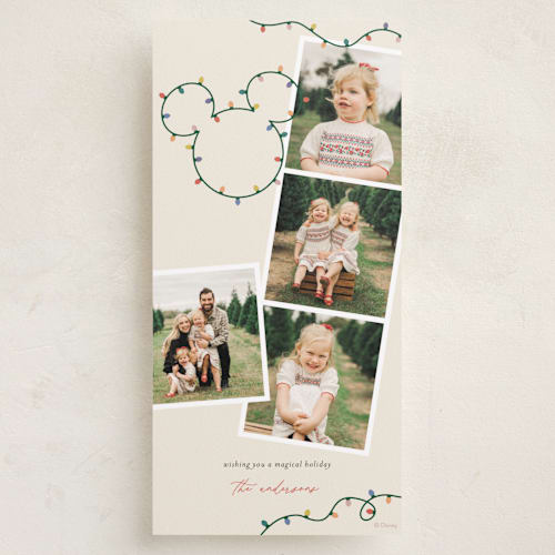 This is a gumdrop holiday photo cards with standard by Sarah Hawkins Designs called disney's mickey glowing lights printing on recycled smooth signature in tall
