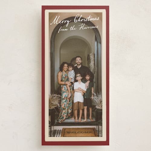 This is a berry holiday photo cards with standard by Maja Cunningham called vintage photo card printing on recycled smooth signature in tall