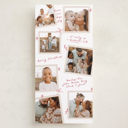 This is a poinsettia holiday photo cards with standard by Owl and Toad called personal note printing on recycled smooth signature in tall