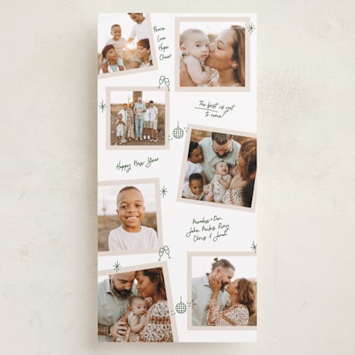 This is a pine needle holiday photo cards with standard by Owl and Toad called personal note printing on recycled smooth signature in tall